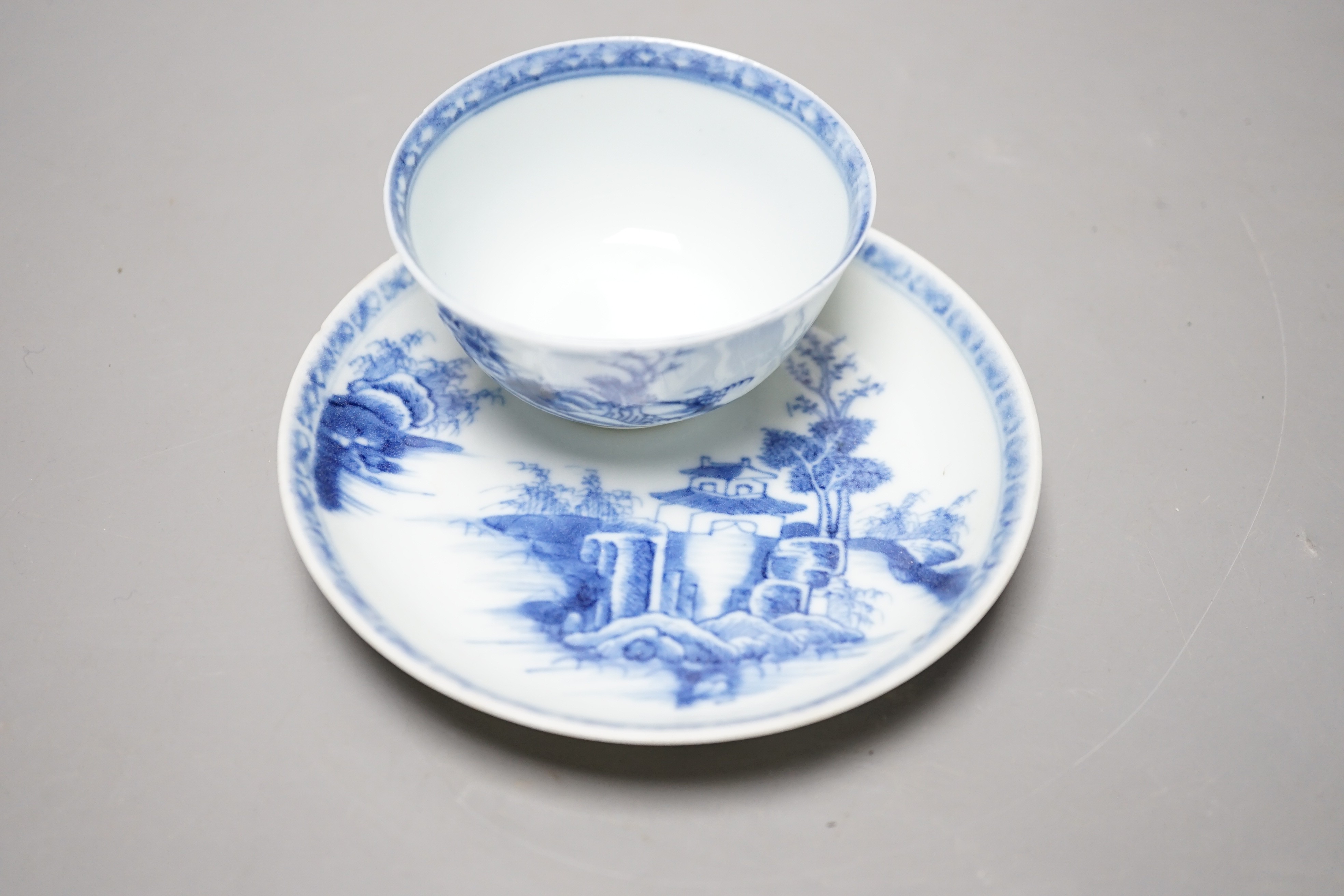 A Chinese Nanking cargo teabowl and saucer, Qianlong period